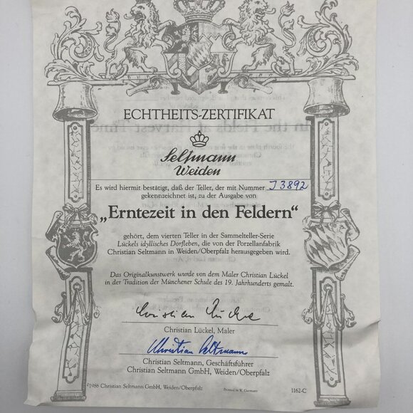 Von Christian Luckel In The Fields At Harvest Time Vintage Collectible Plate - Picture 5 of 6